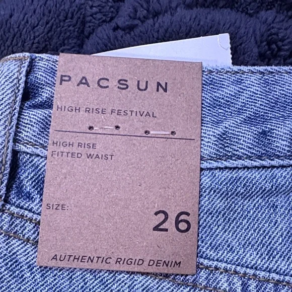 PacSun Blue Jean Shorts Distressed Cut-Off Style - Picture 5 of 6